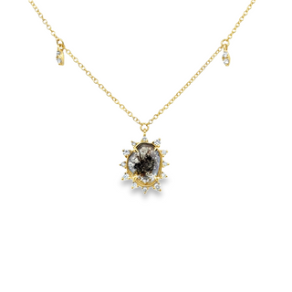 Sliced Halo Necklace | 18k Yellow (0.46ct Rose)