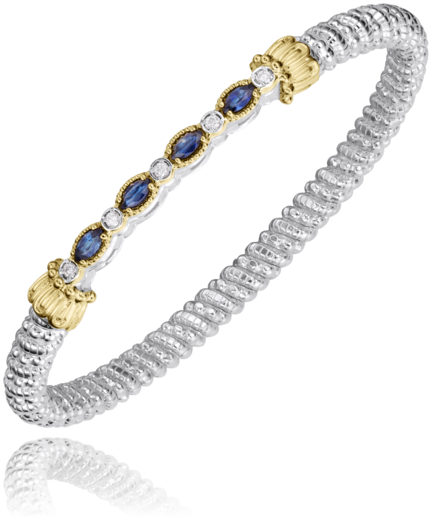 Closed Band with Stations Bracelet | 14k Yellow/White Sterling