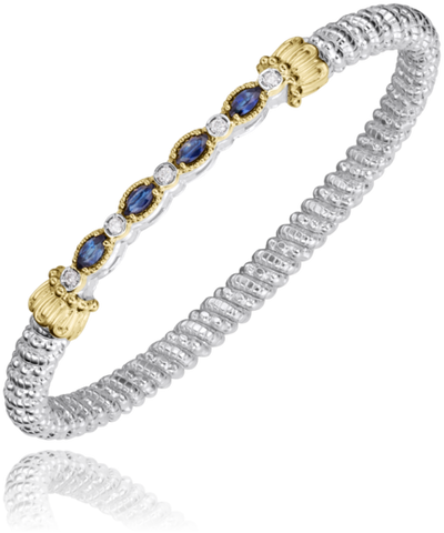 Closed Band with Stations Bracelet | 14k Yellow/White Sterling