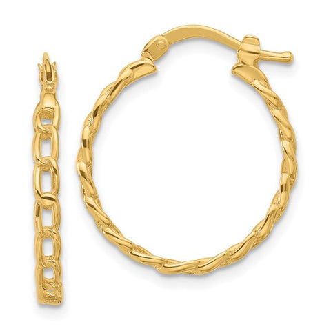 Curb Link Hoop Earrings | 14k Yellow
