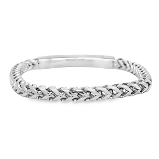 White Stainless Steel Franco Bracelet Fashion Jewelry, 8.25" - 8.75"