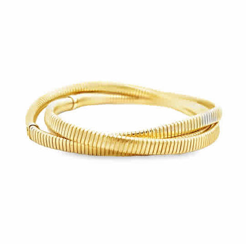 Yellow 14 Karat Triple Row, 5Mm Bracelet Length 7