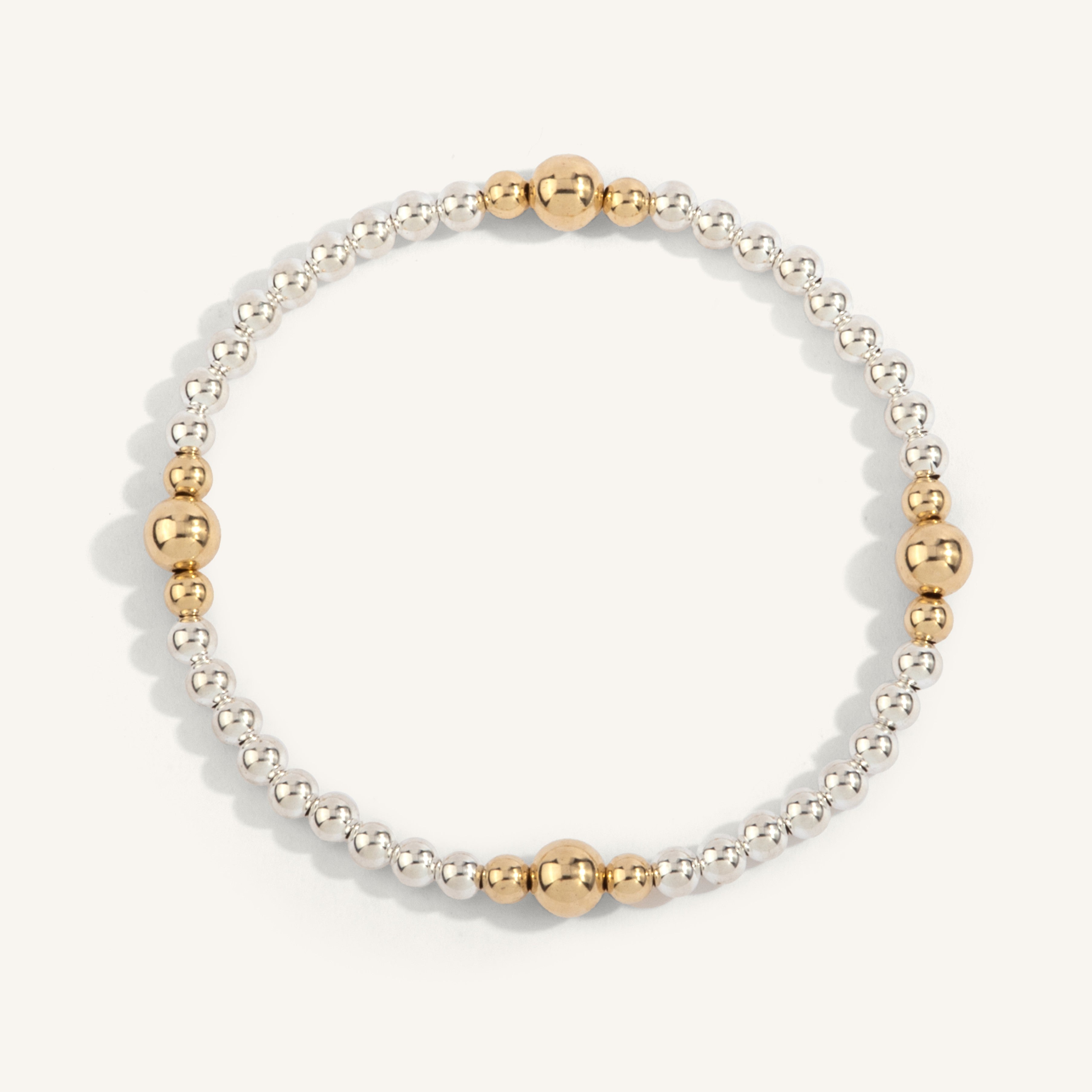 4mm and 6mm Gold Filled Beads, with 4mm Sterling Silver Beads 7''