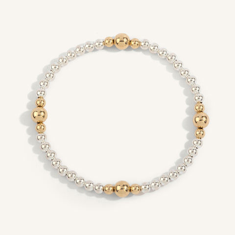 4mm and 6mm Gold Filled Beads, with 4mm Sterling Silver Beads 7''