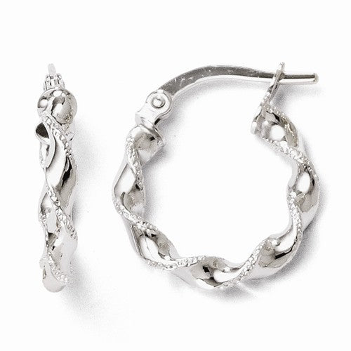 Twisted Hoop Earrings | 14k White