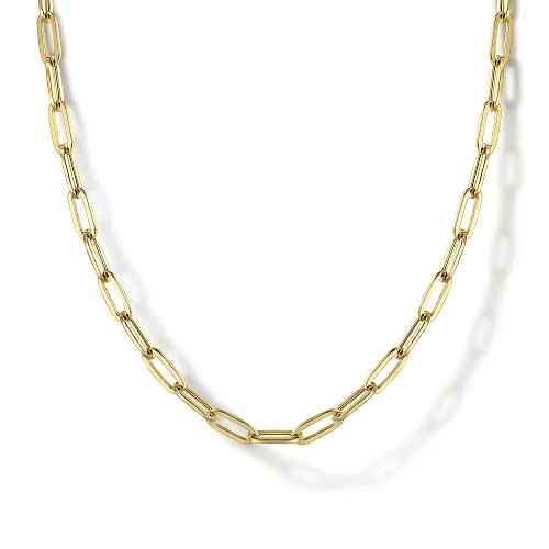 Hollow Paperclip Chain | 14k Yellow