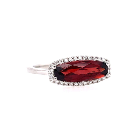 Garnet Halo Fashion Ring | 14k White (1.50ct Cushion)