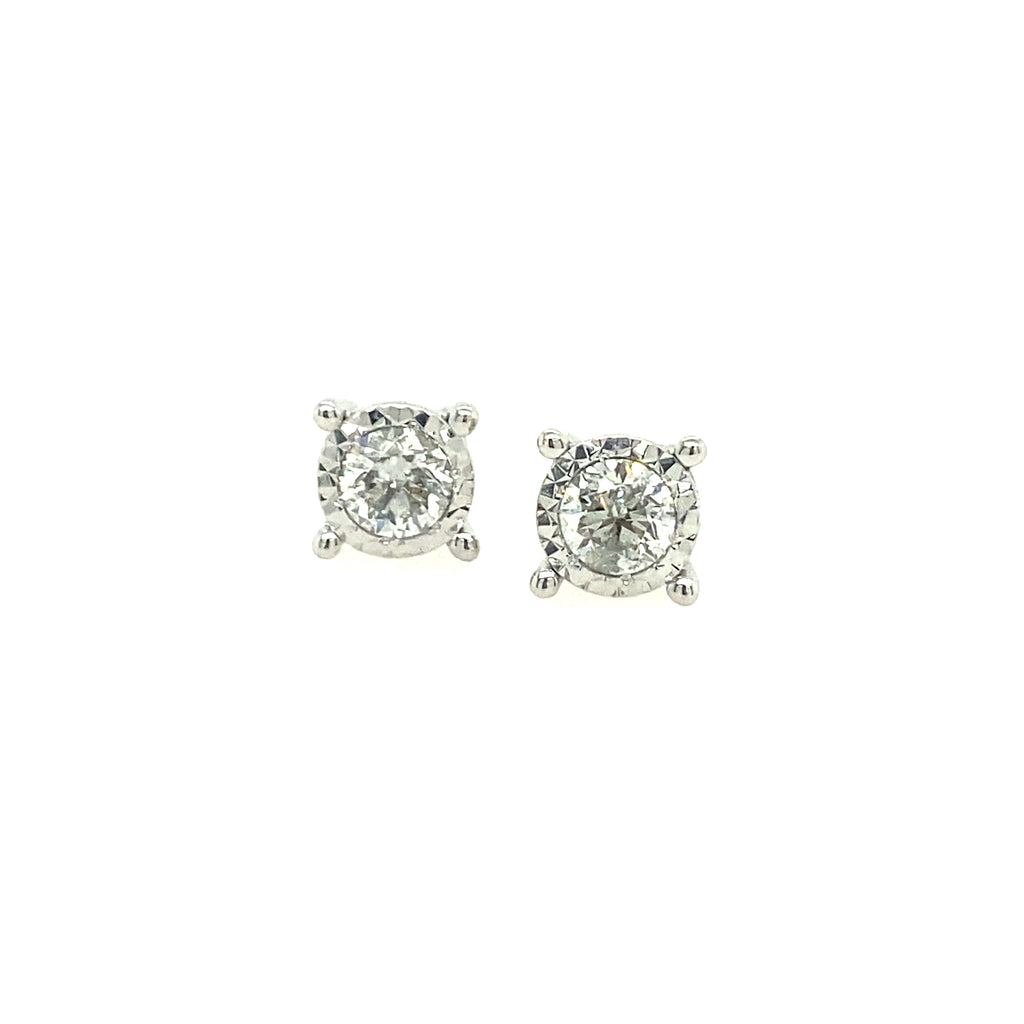 Illusion Set Stud Earrings | 14k White