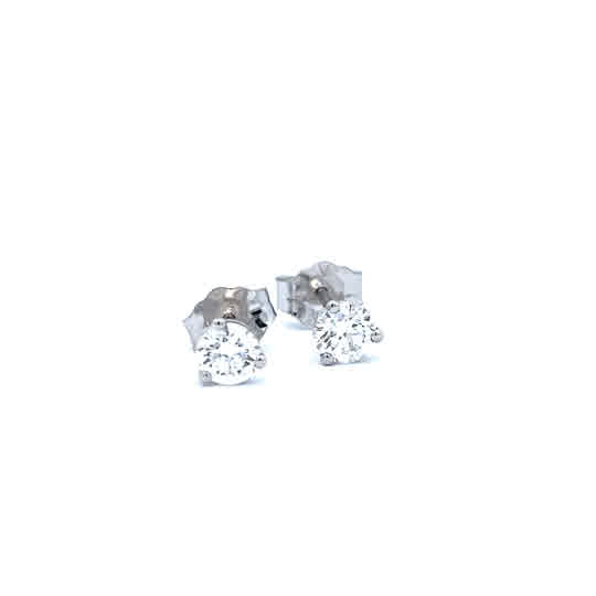 Round Three Prong Lab Created Studs | 14k White