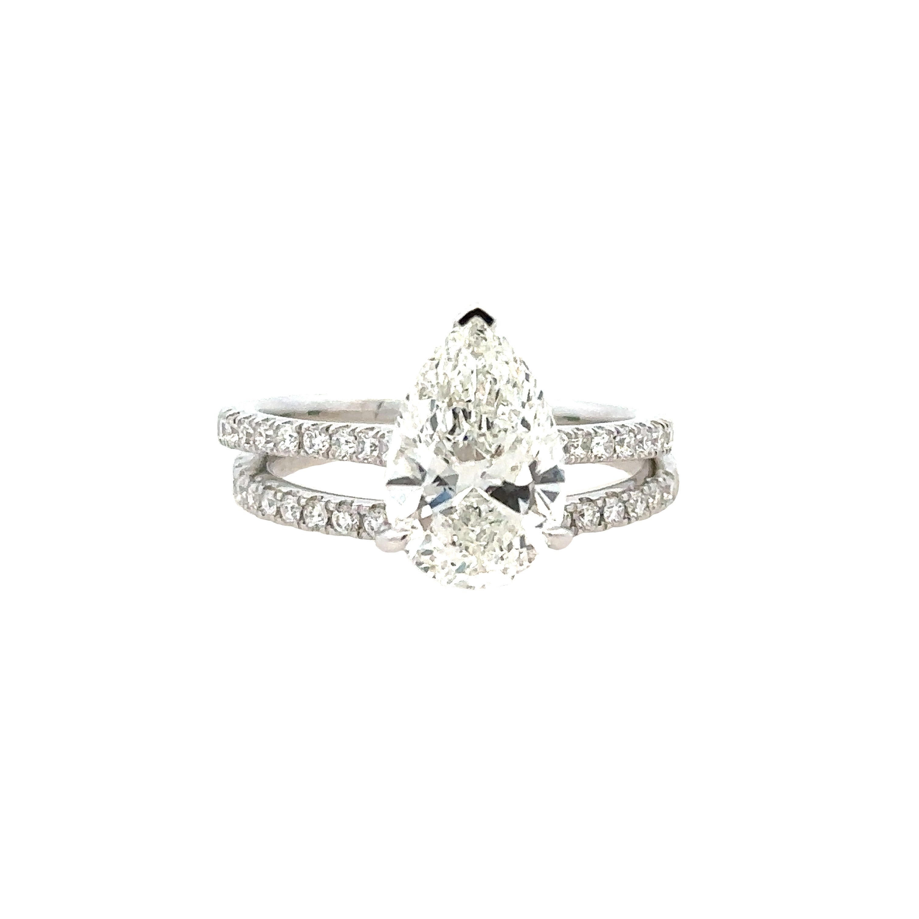 Cathedral Ring | 14k White (2.56ct Pear)
