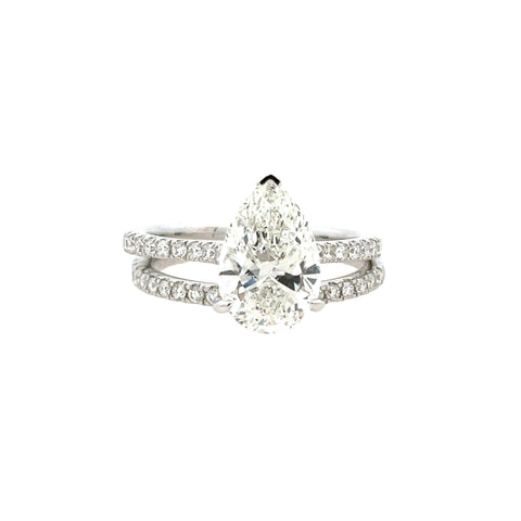 Cathedral Ring | 14k White (2.56ct Pear)