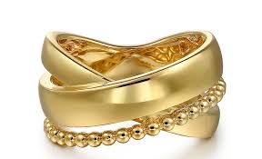 Lady's Yellow 14 Karat Criss Cross Bujukan Fashion Ring Size 6.5