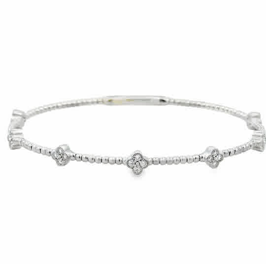 14kw Flexie with Clover Stations .37ctw Round Diamonds, 6.75''