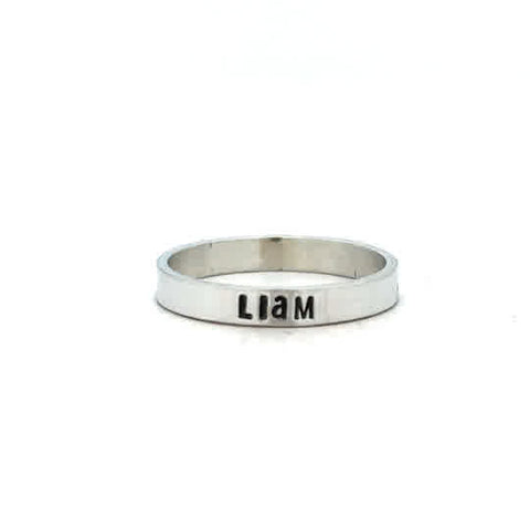 Lady's White Sterling Silver Skinny Message Name Ring

-Available in
