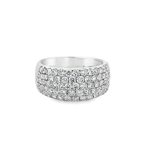 Lady's White 18 Karat Wide Pave' Fashion Ring Size 6.75 69 = 1.83tw Ro