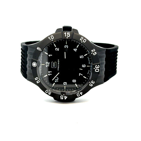 Encased in a gunmetal sandblasted stainless steel housing, the black d