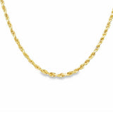 Yellow 14 Karat 2Mm Solid Glitter, Rope Chain Length 20
