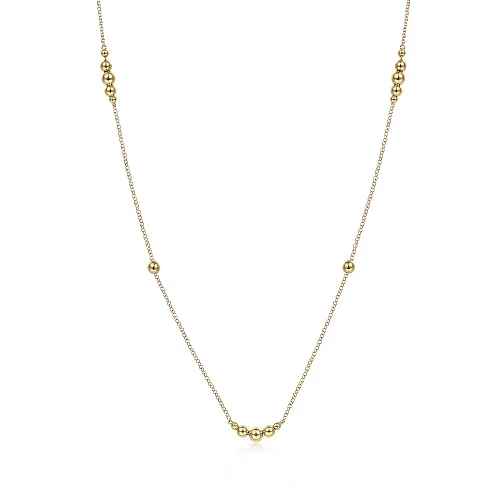 Graduating Bead Station Chain | 14k Yellow