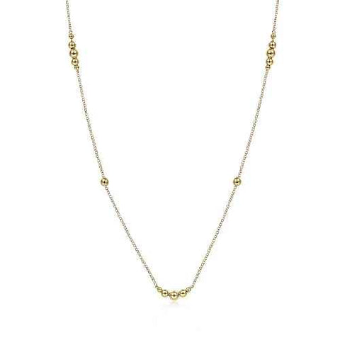 Graduating Bead Station Chain | 14k Yellow