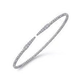 Lady's White 14 Karat Bujukan Bead Cuff, With Pave' Spikes Bracelet Le