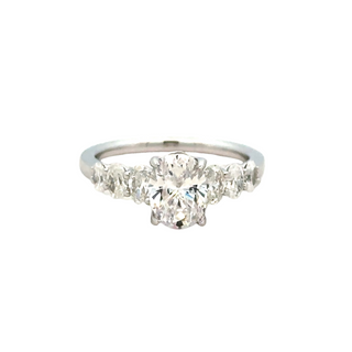 Cathedral Ring | 14k White (1.50ct Oval)
