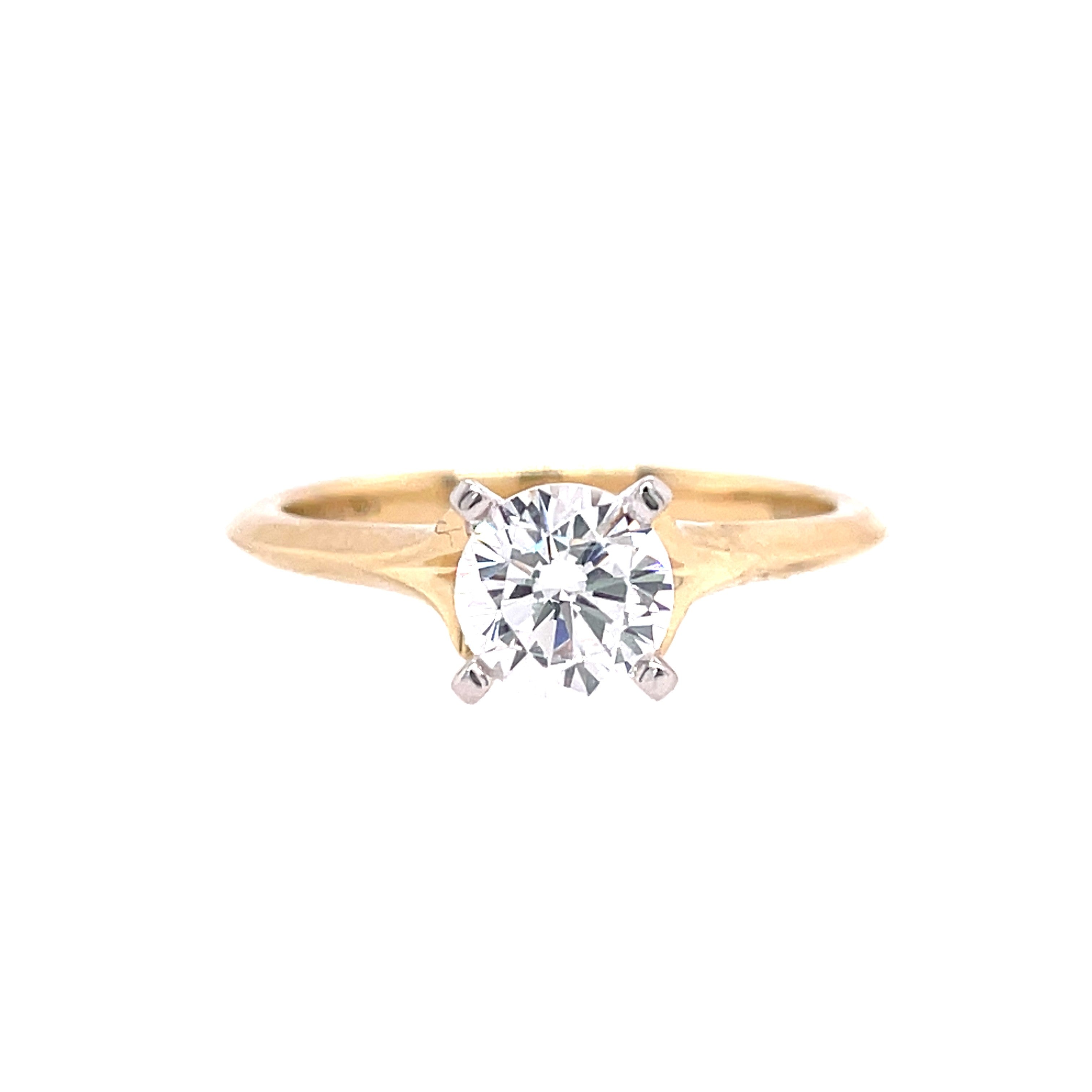 Yellow Polished 14 Karat Solitaire Ring Size 6.5 With One 5.75Mm R Cub