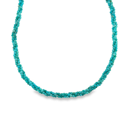 SS 4mm Turquoise Beaded, Triple Strand Necklace