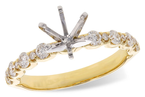 Yellow 14 Karat Alternating Ring Size 7 With One = Round Cubic Zirconium And = 0.50Tw Round G/H Si1 Diamonds