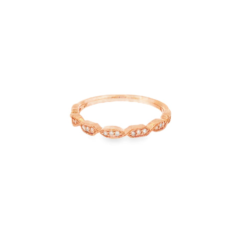 10 Karat Rose Gold Twist Style with Round Brilliant Cut Diamonds .10ctw Anniversary Ring