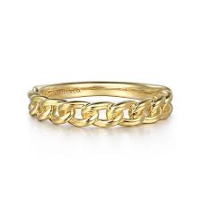 Lady's Yellow 14 Karat Chain Link Stackable Fashion Ring Size 6.5