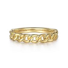 Lady's Yellow 14 Karat Chain Link Stackable Fashion Ring Size 6.5
