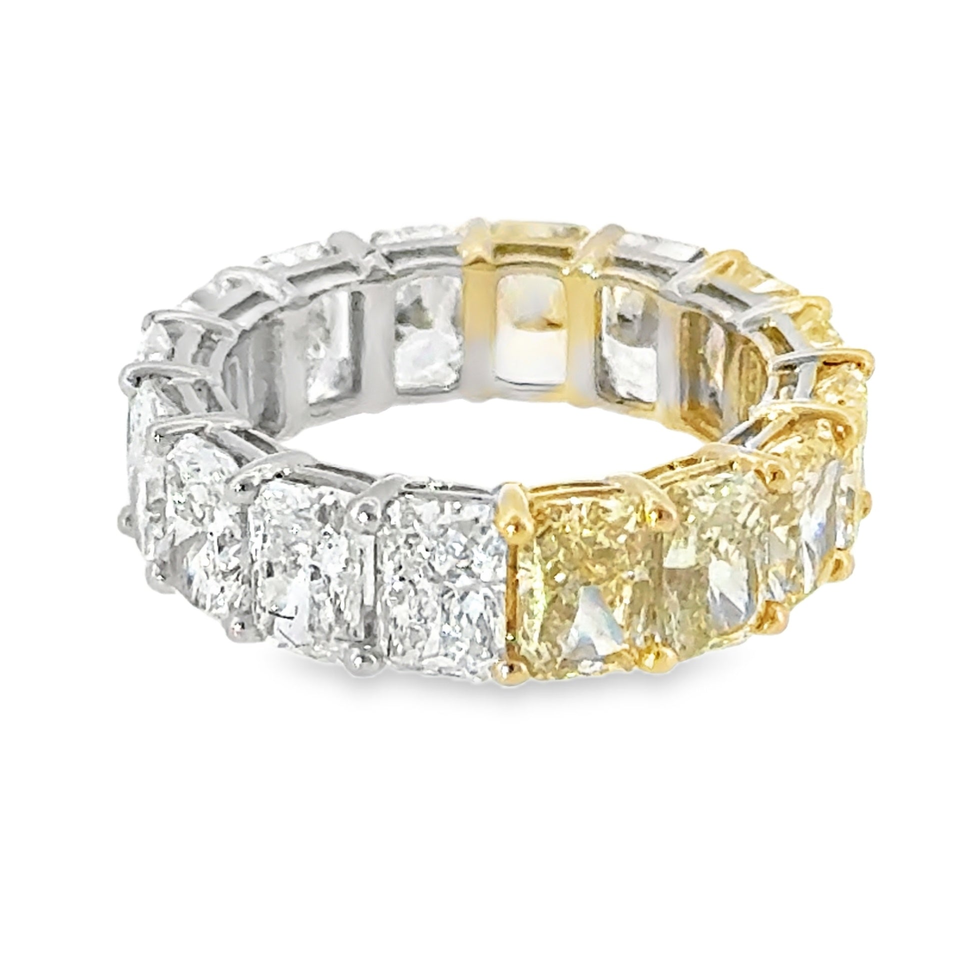 14 Karat White and Yellow Gold 10.00ctw Radiant Cut Lab Created Diamonds Eternity Ring