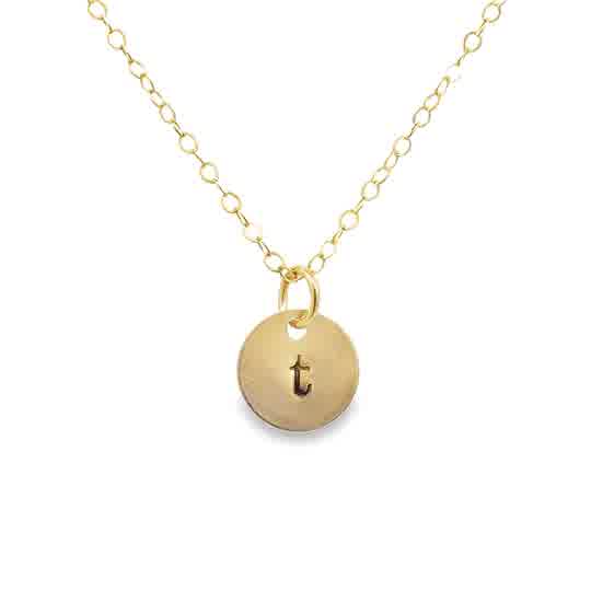 Lady's Yellow Gold Filled Tiny Initial Necklace, with Dainty Gold Fill
