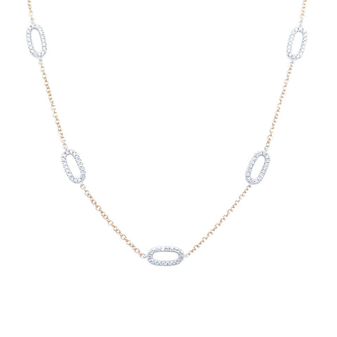 Elongated Oval Link Necklace | 18k White/Yellow
