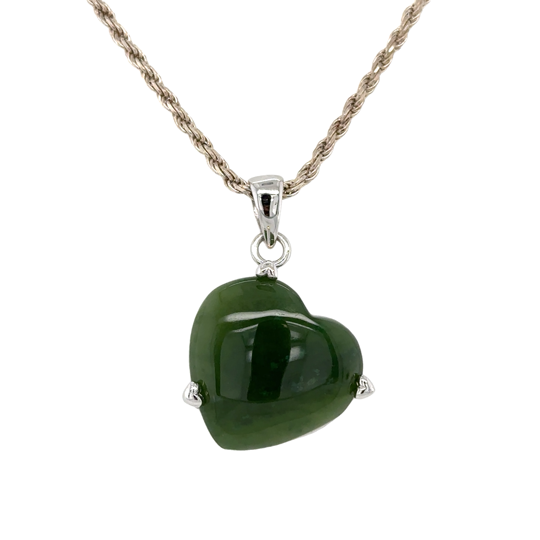 Jadeite Heart Pendant | 925 Sterling Silver