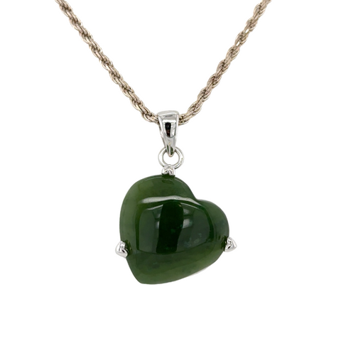 Jadeite Heart Pendant | 925 Sterling Silver