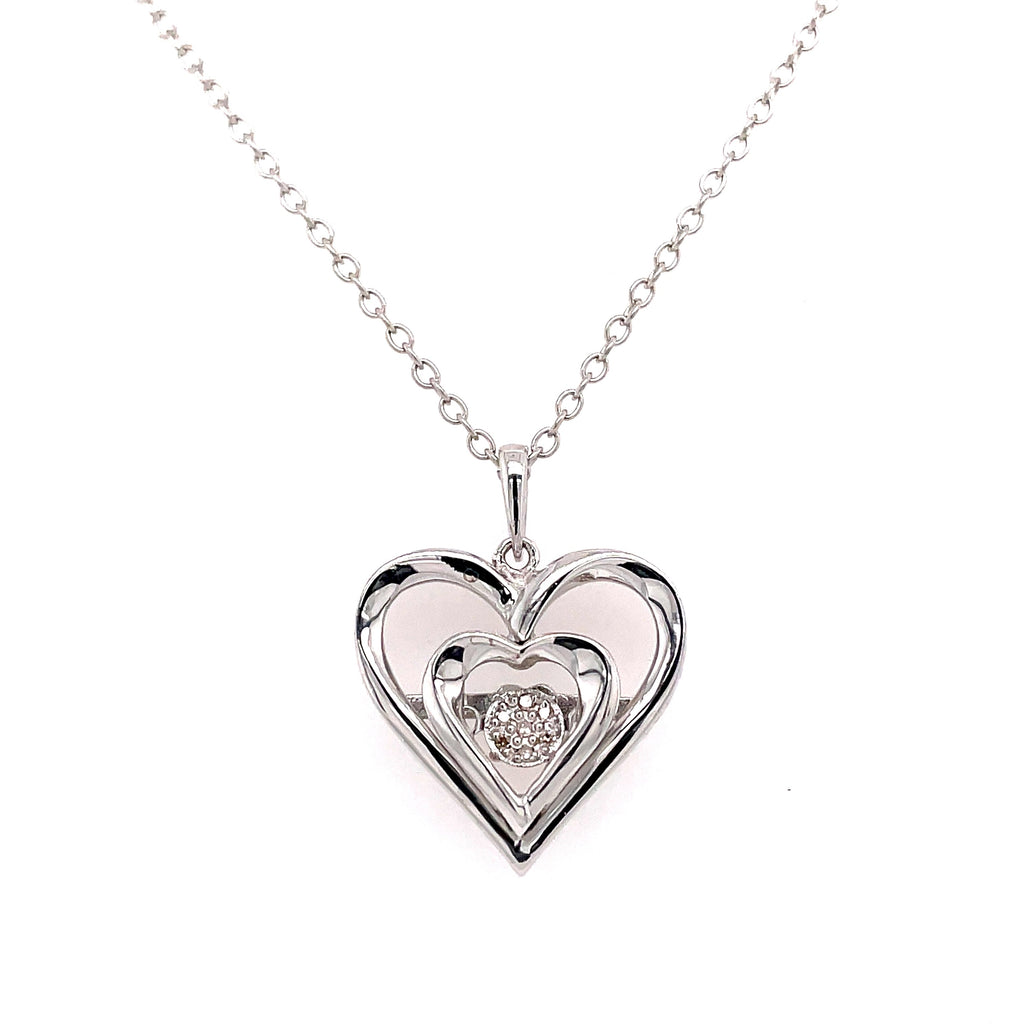 Double Heart Heartthrob Pendant | White Sterling Silver