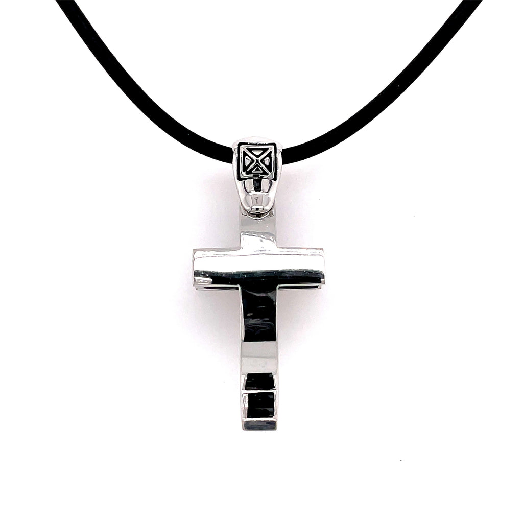 White Sterling Silver "Large" Faith Cross Jewelry