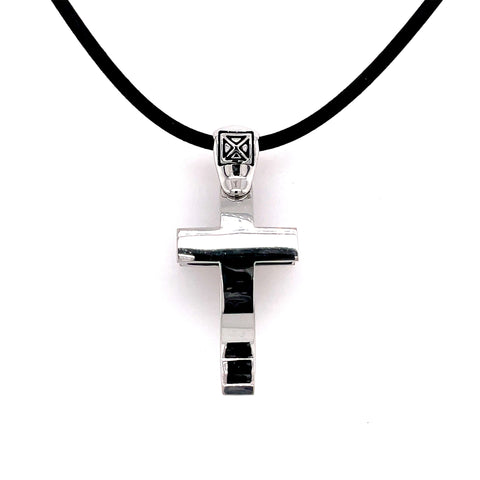White Sterling Silver "Large" Faith Cross Jewelry