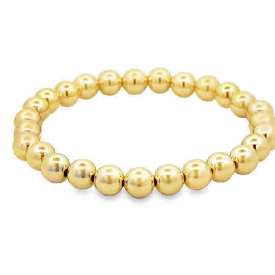 7mm Gold Filled Beaded Bracelet 7''