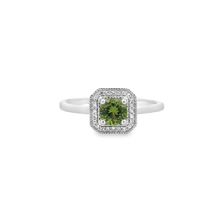 Lady's White 10 Karat Cushion Halo Fashion Ring one 0.50ct Round Perid