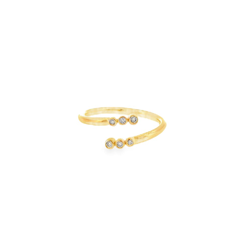 10 Karat Yellow Gold Open Bypass Ring with Six (6) Round Brilliant Cut Diamonds .08ctw