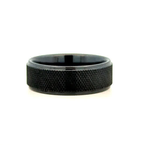 Gent's Black Ceramic 8Mm Hockey Puck Gents Ring Size 10.5