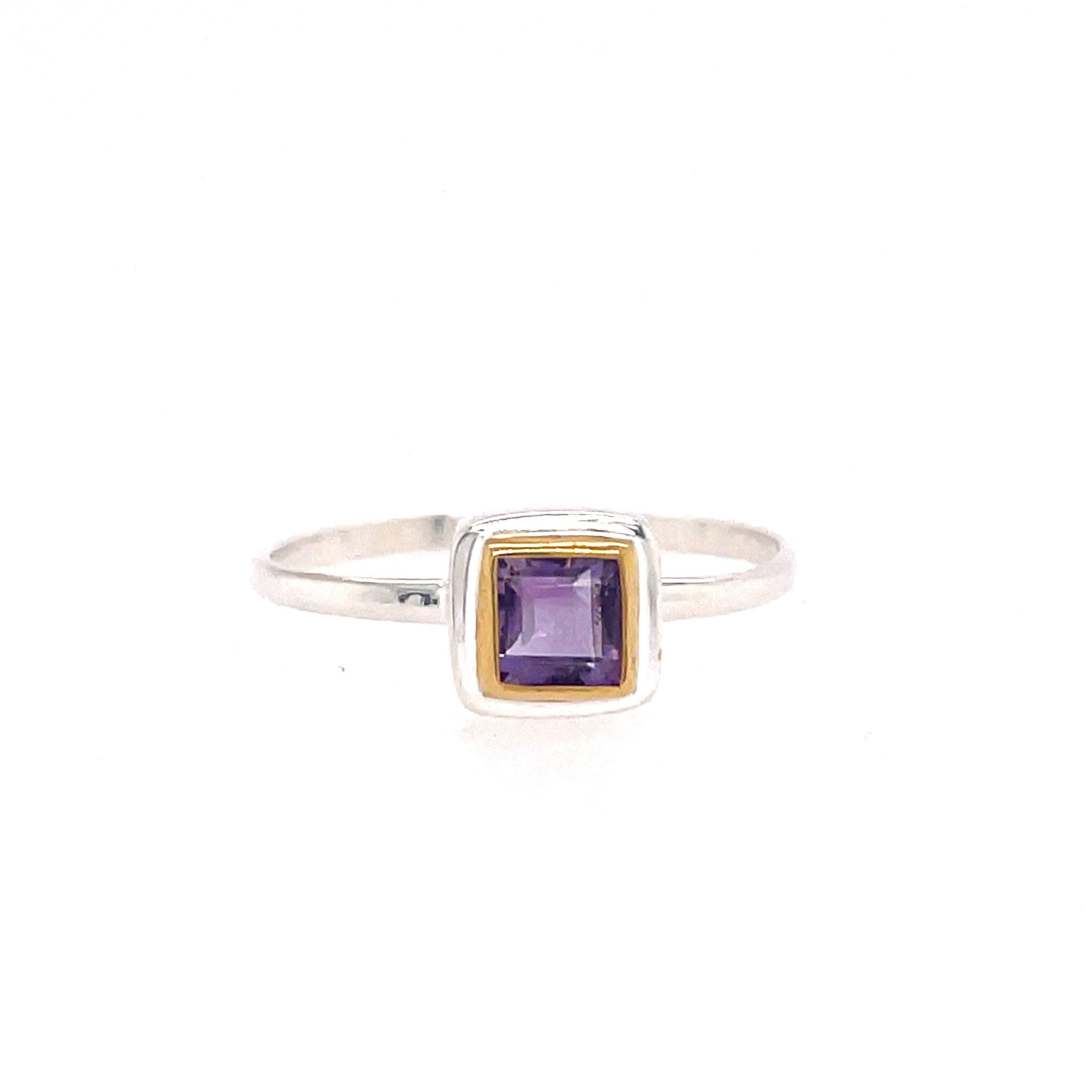 Double Bezel Stackable Ring | Sterling Silver/22k Gold Vermeil