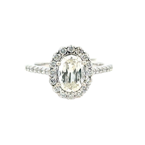 Lady's White 14 Karat Oval L'amour With Halo Ring Size 6.5 With One 1.