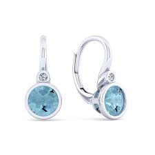 Bezel Set Leverback Earrings | White Sterling Silver