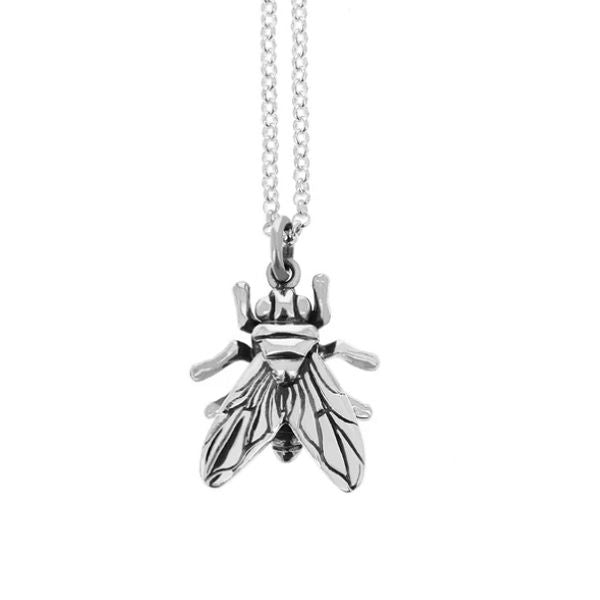 White Sterling Silver Beel Pendant On A 24" Rolo Chain Fashion Jewelry