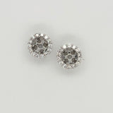 Round Halo Jacket Earrings | 14k White