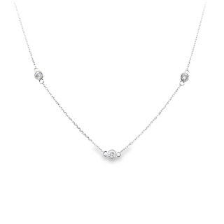 Lady's White 14 Karat Bezel, Diamond By The Inch Necklace With 10 1.Tw