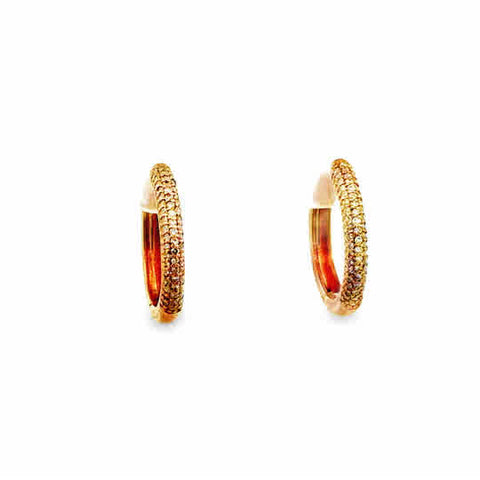 Lady's Rosé 14 Karat Huggie Hoop Pave' Earrings With = 0.24Tw Round H/